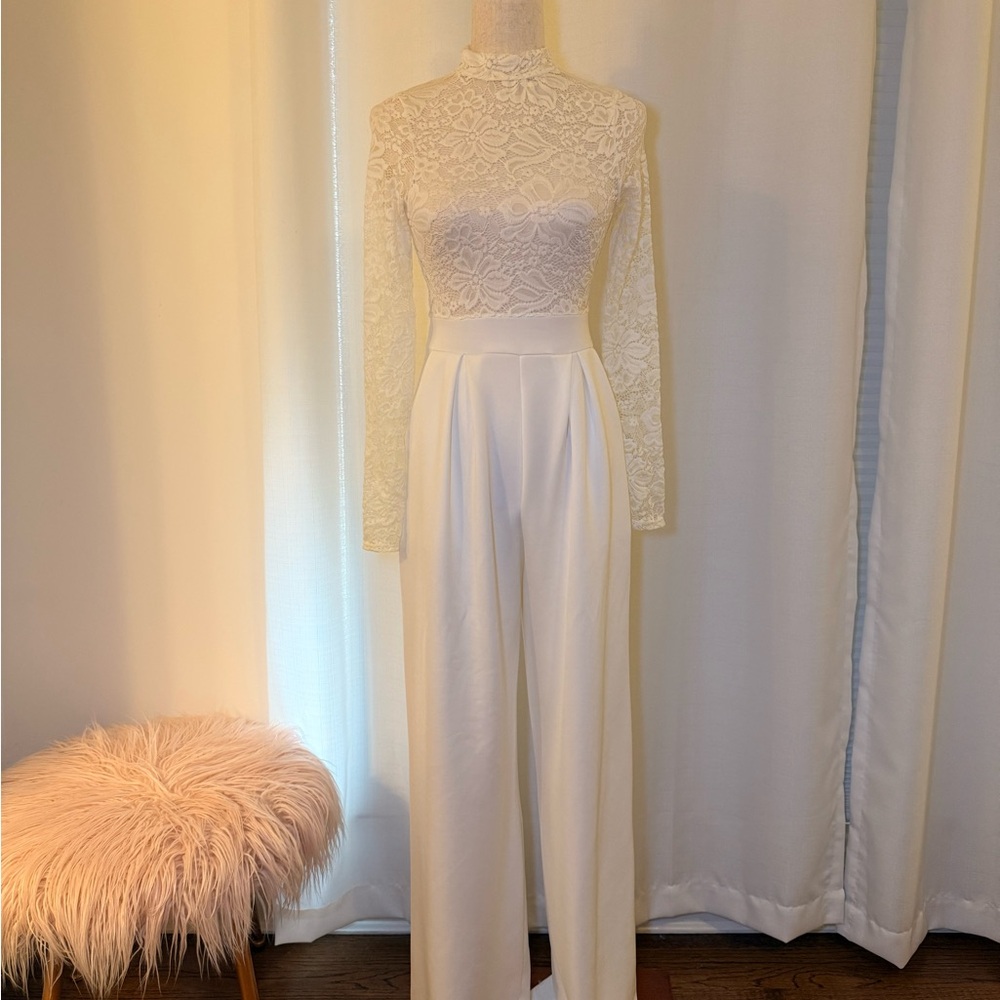 PrettyLittleThing Ivory Lace Jumpsuit